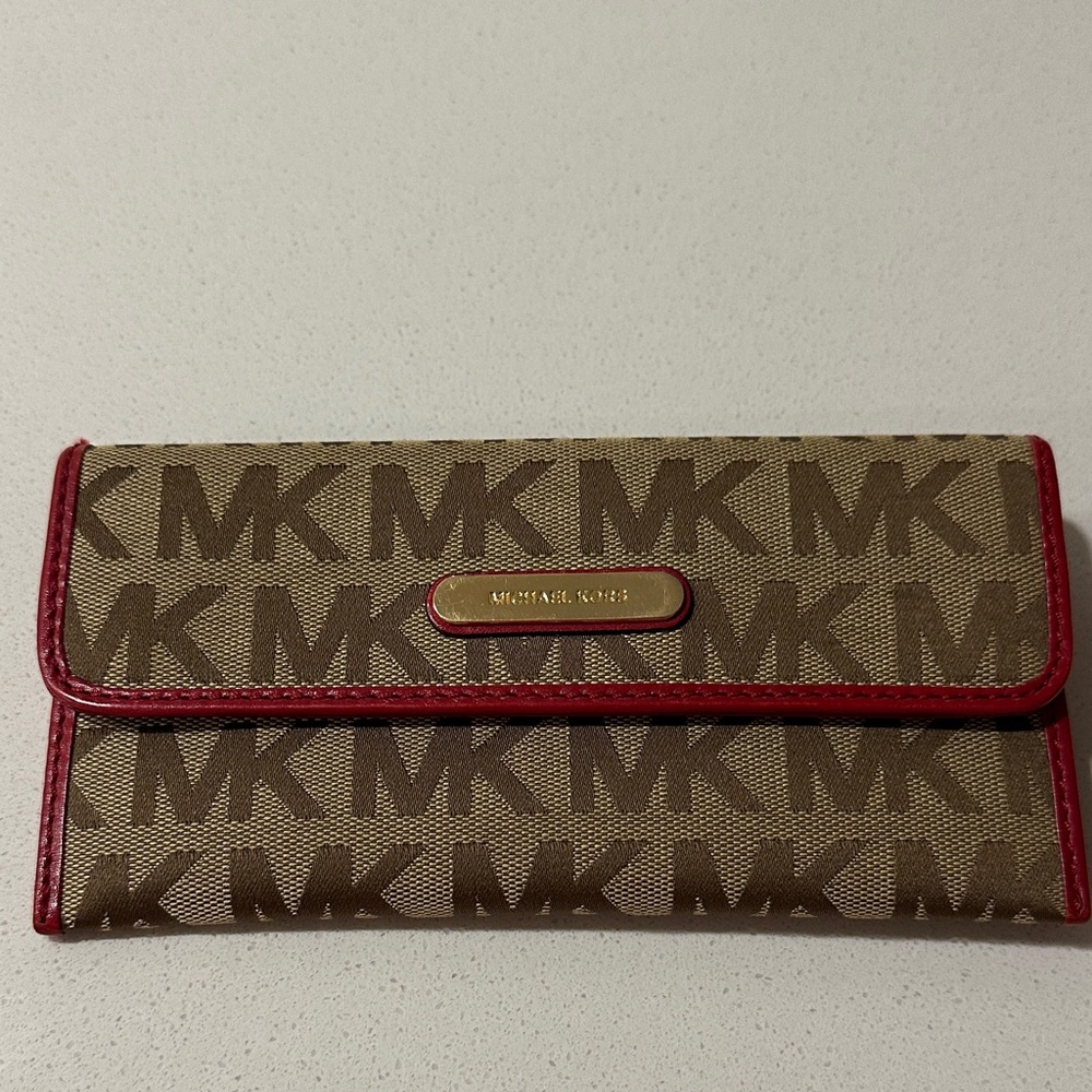 Michael Kors Tan and Red Wallet